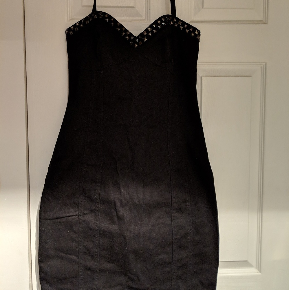 Black Denim Halter Dress